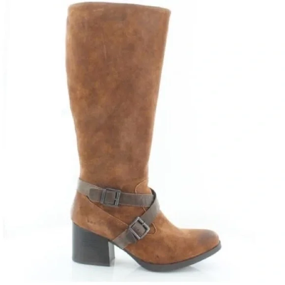 Bøc Dakota brown distressed strap suede tall riding boot Sz 8 - Picture 1 of 12
